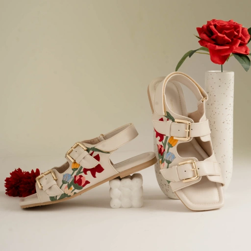 Image of Flea Cream Flat Sandals Dianable x Nabila Ishma