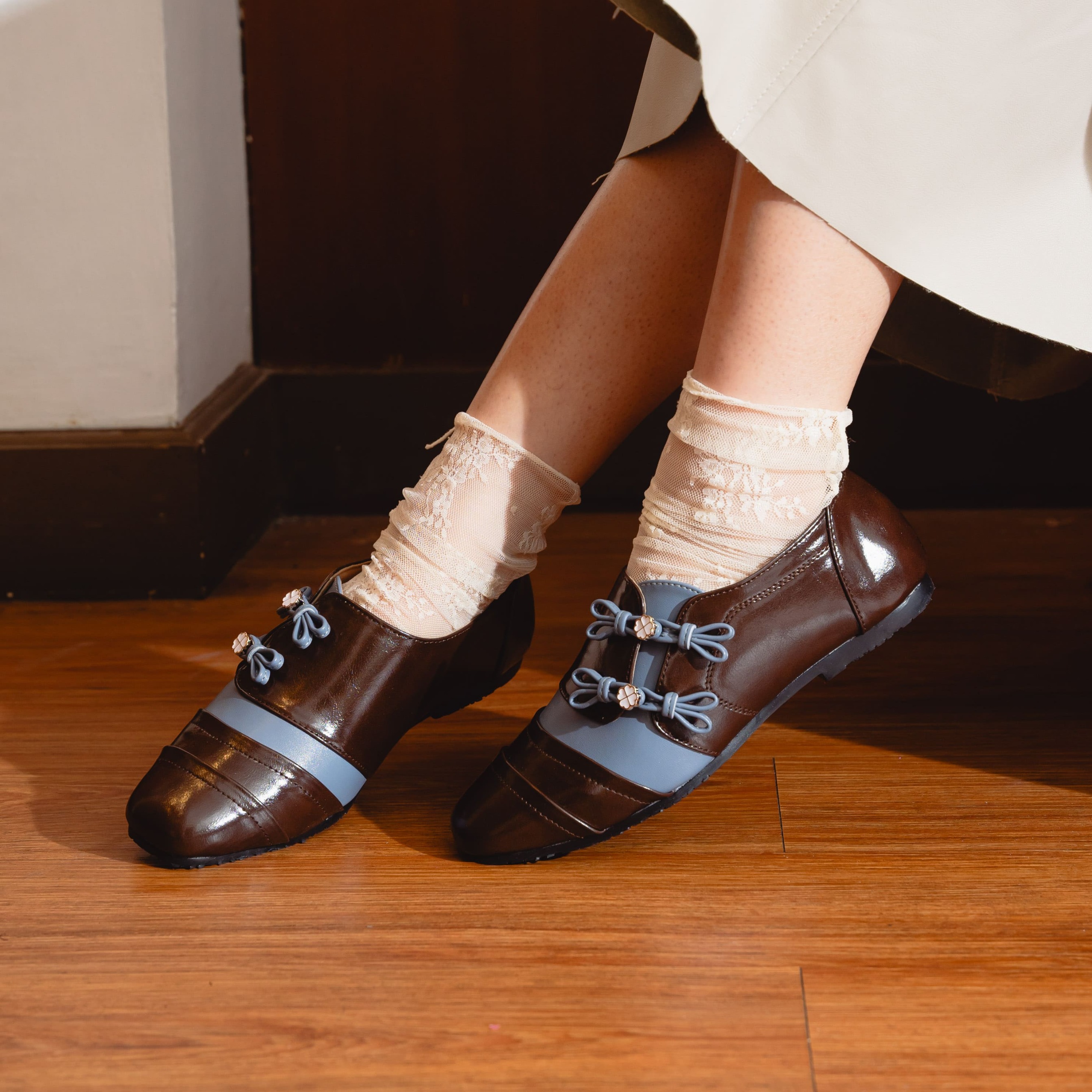 Ruka Blue Choco Choengsam Flatshoes Wanita - Dianable