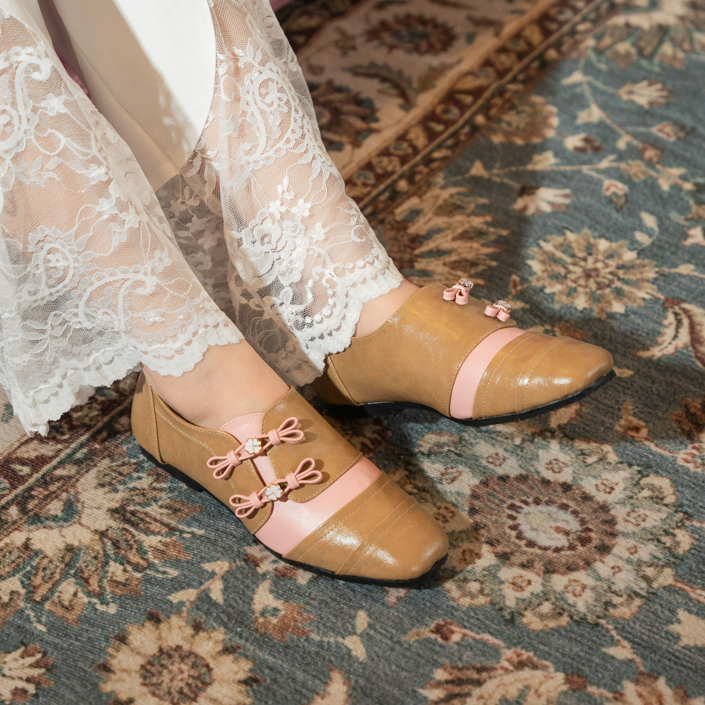 Ruka Pink Latte Choengsam Flatshoes Wanita - Dianable