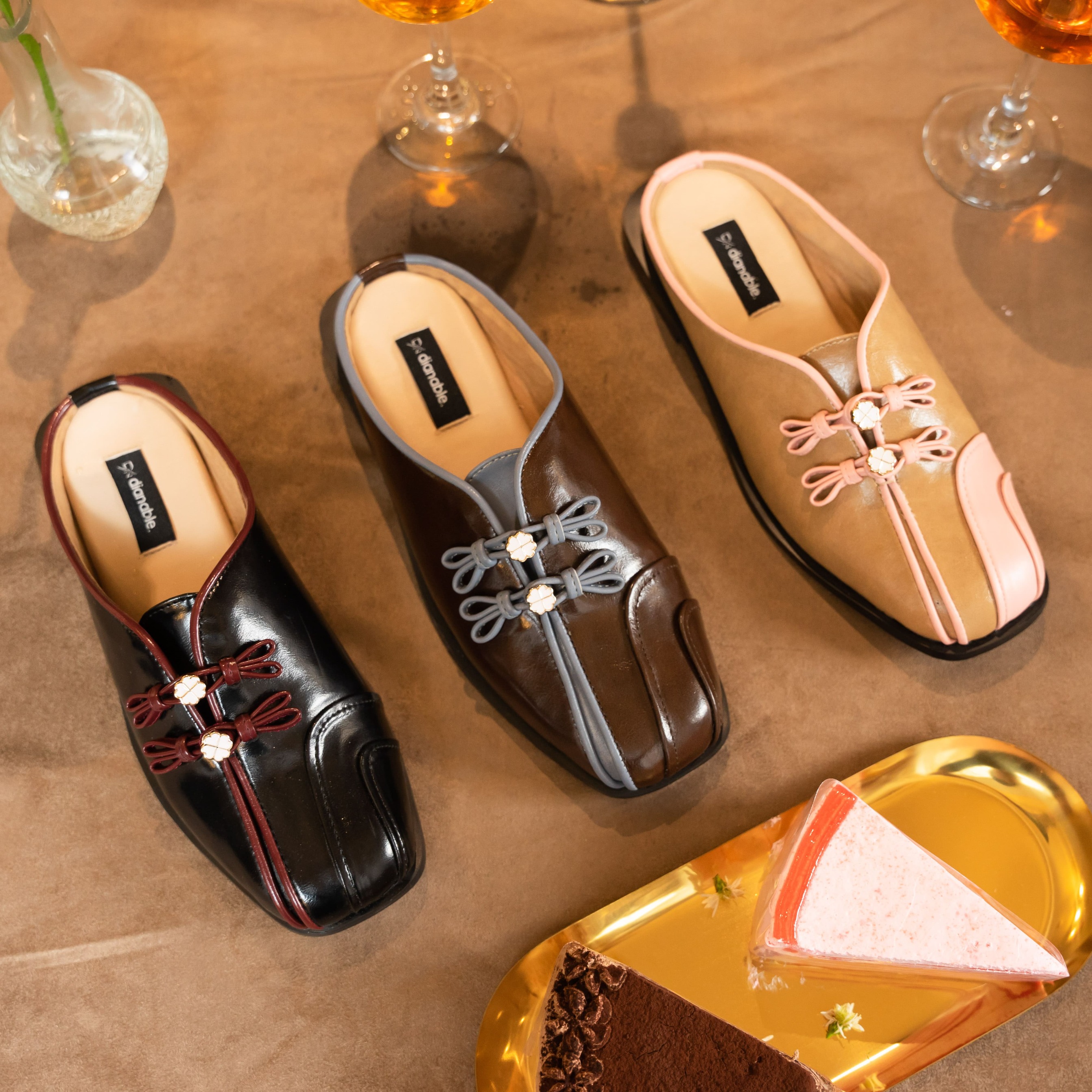 Dianable - Sachi Black Cheongsam Mules Wanita
