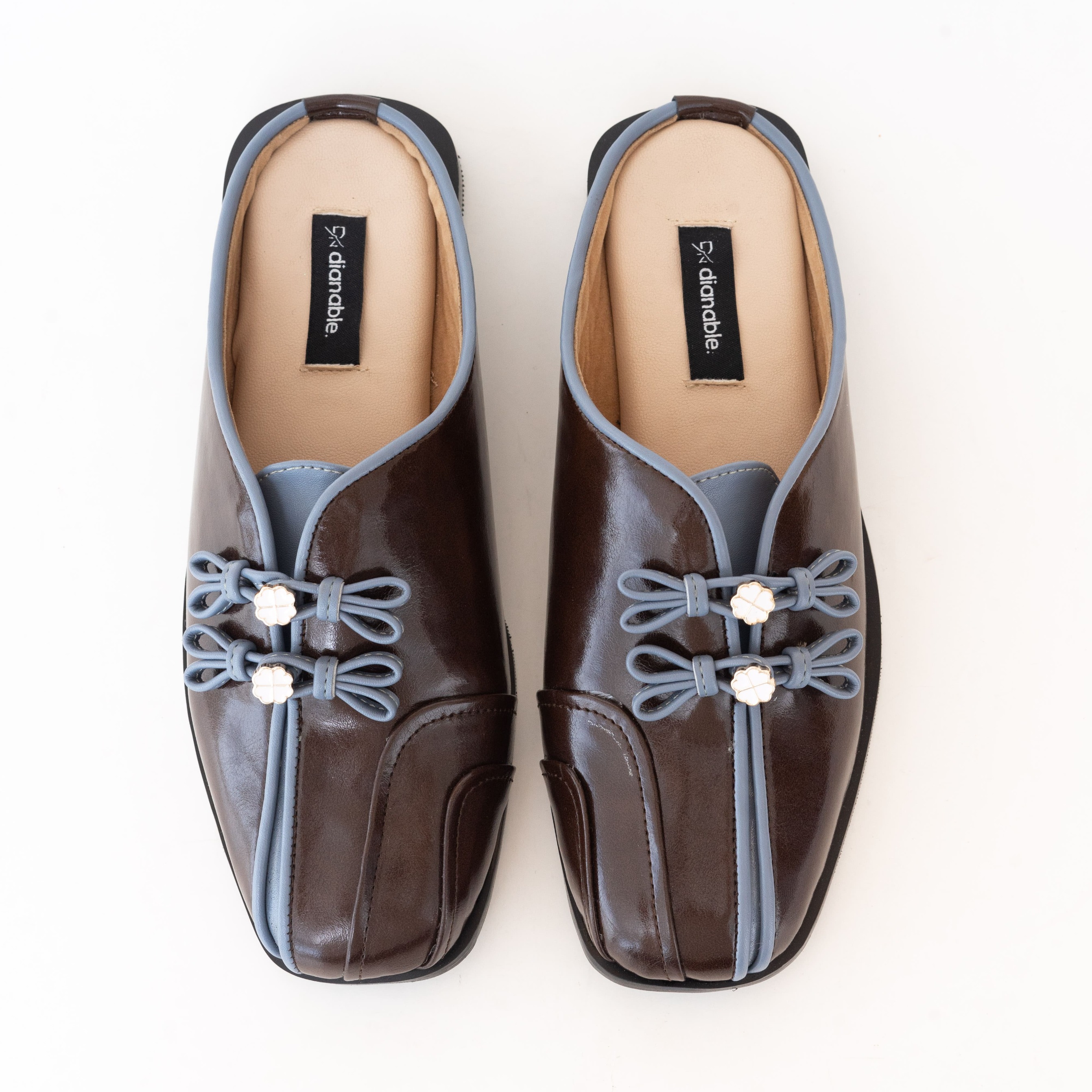 Dianable - Sachi Blue Choco Cheongsam Mules Wanita