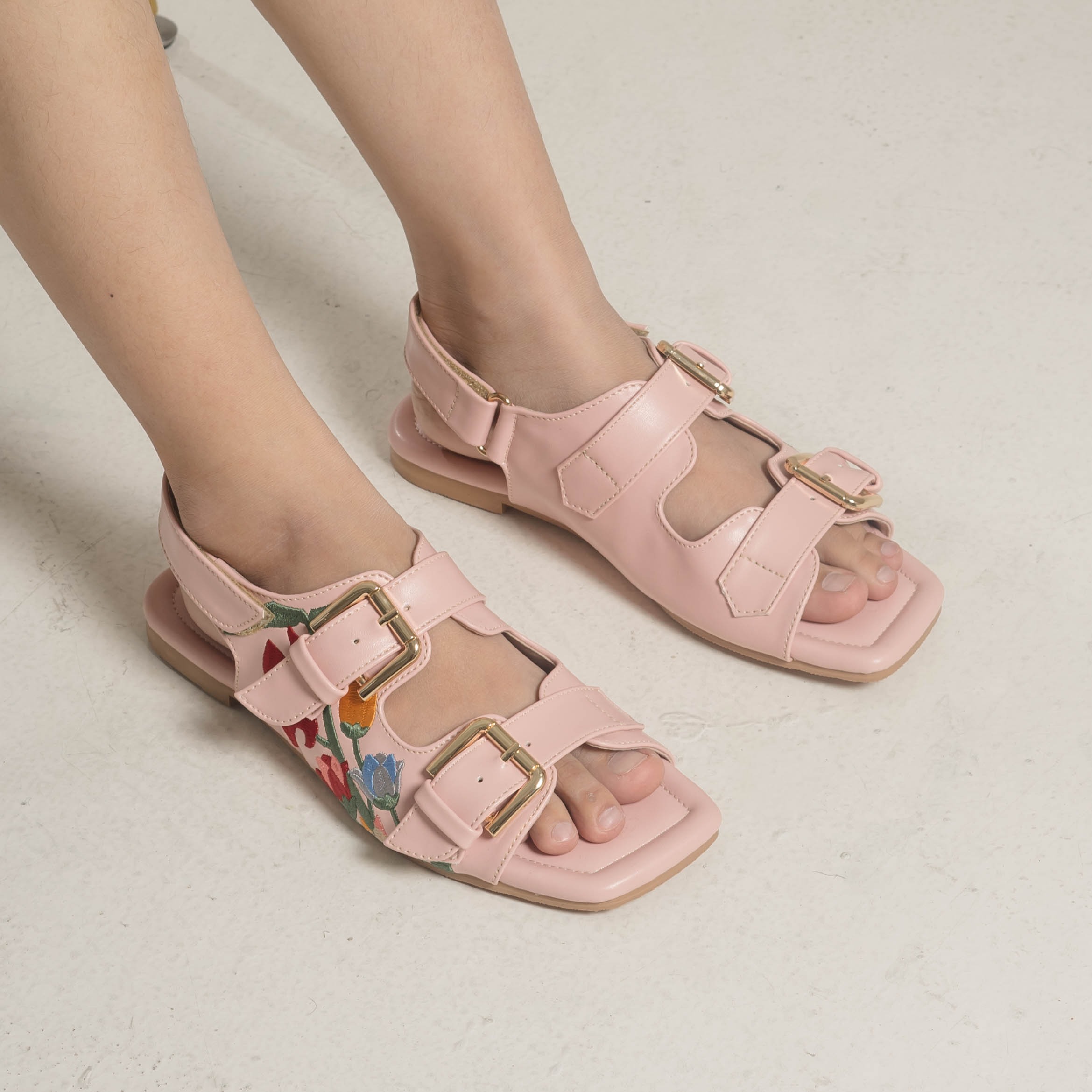 Flea Pink Flat Sandals Dianable x Nabila Ishma