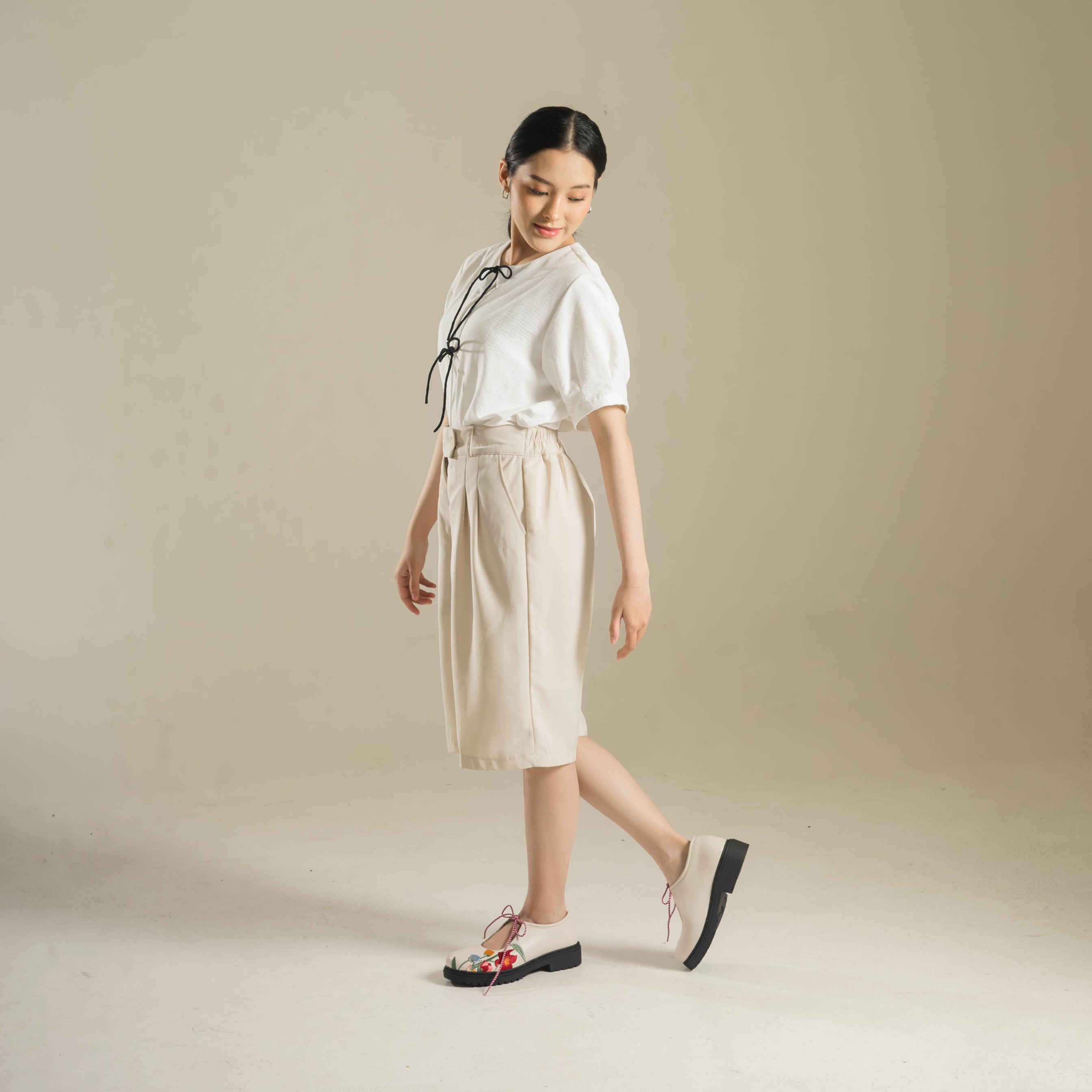 Flair Cream Loafers Shoes Dianable x Nabila Ishma