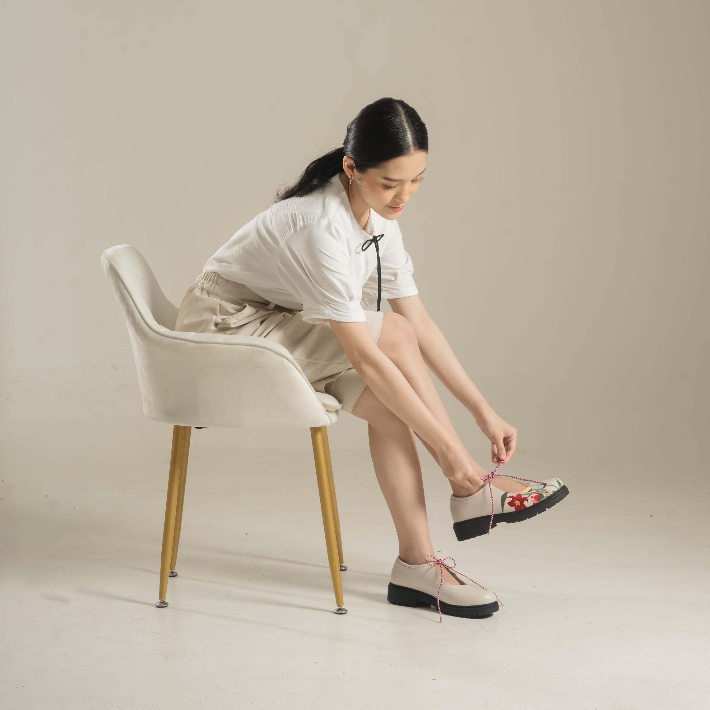 Flair Cream Loafers Shoes Dianable x Nabila Ishma