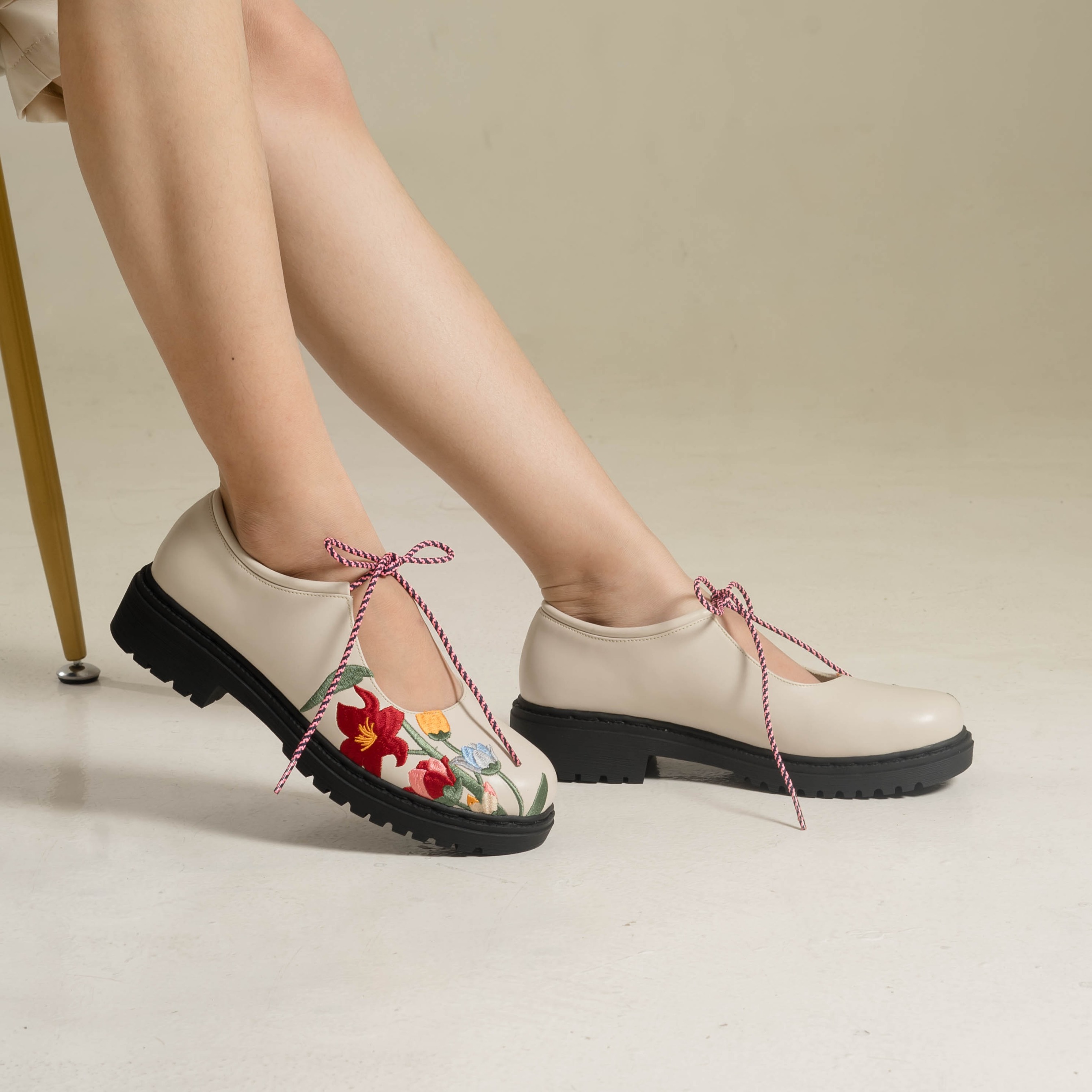 Flair Cream Loafers Shoes Dianable x Nabila Ishma