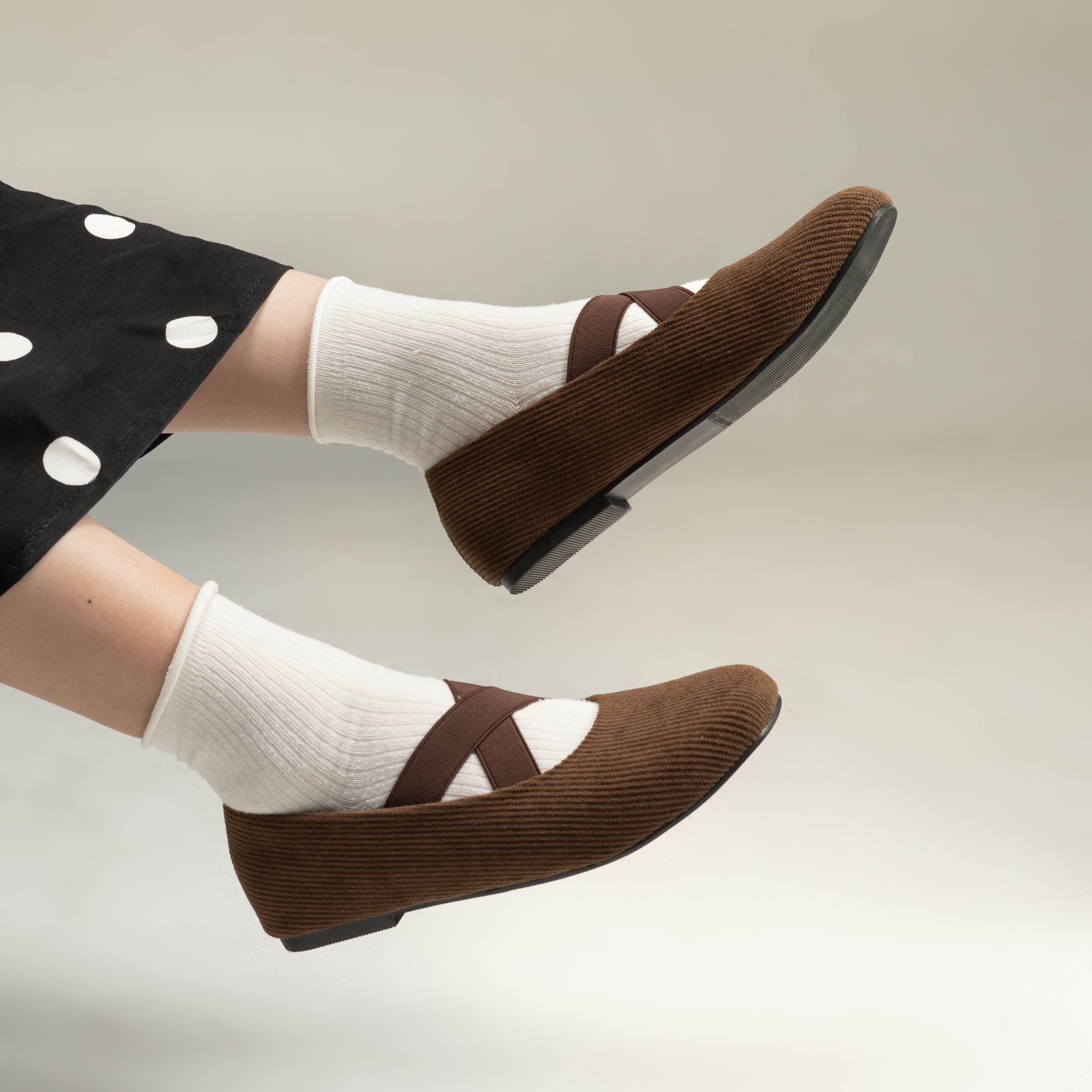 Dianable - Naomi Flasthoes Sepatu Wanita (Black - Brown)