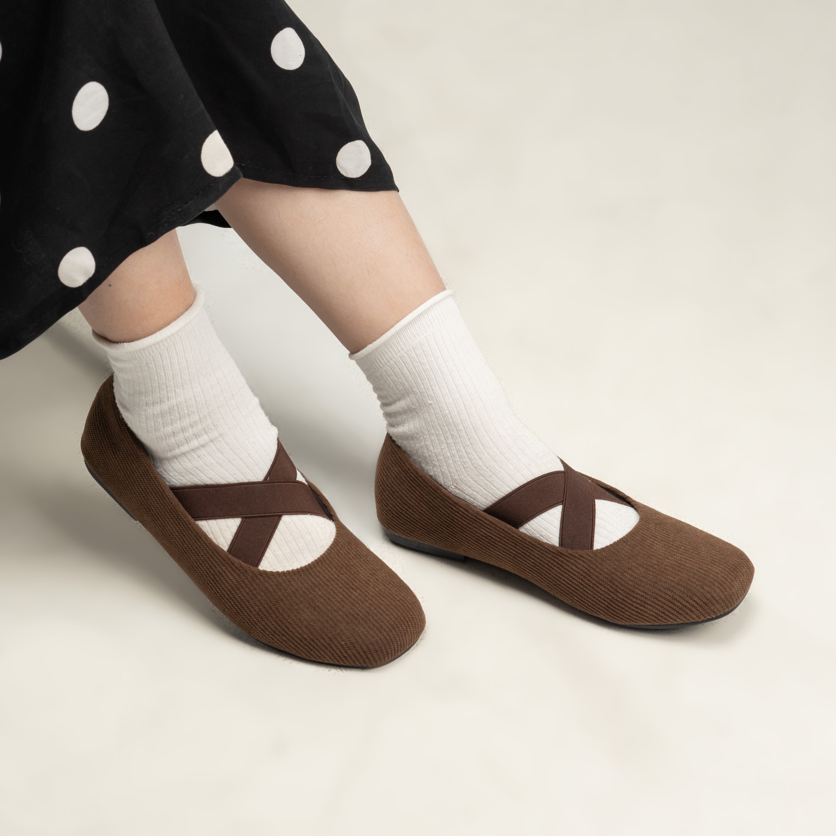 Dianable - Naomi Flasthoes Sepatu Wanita (Black - Brown)