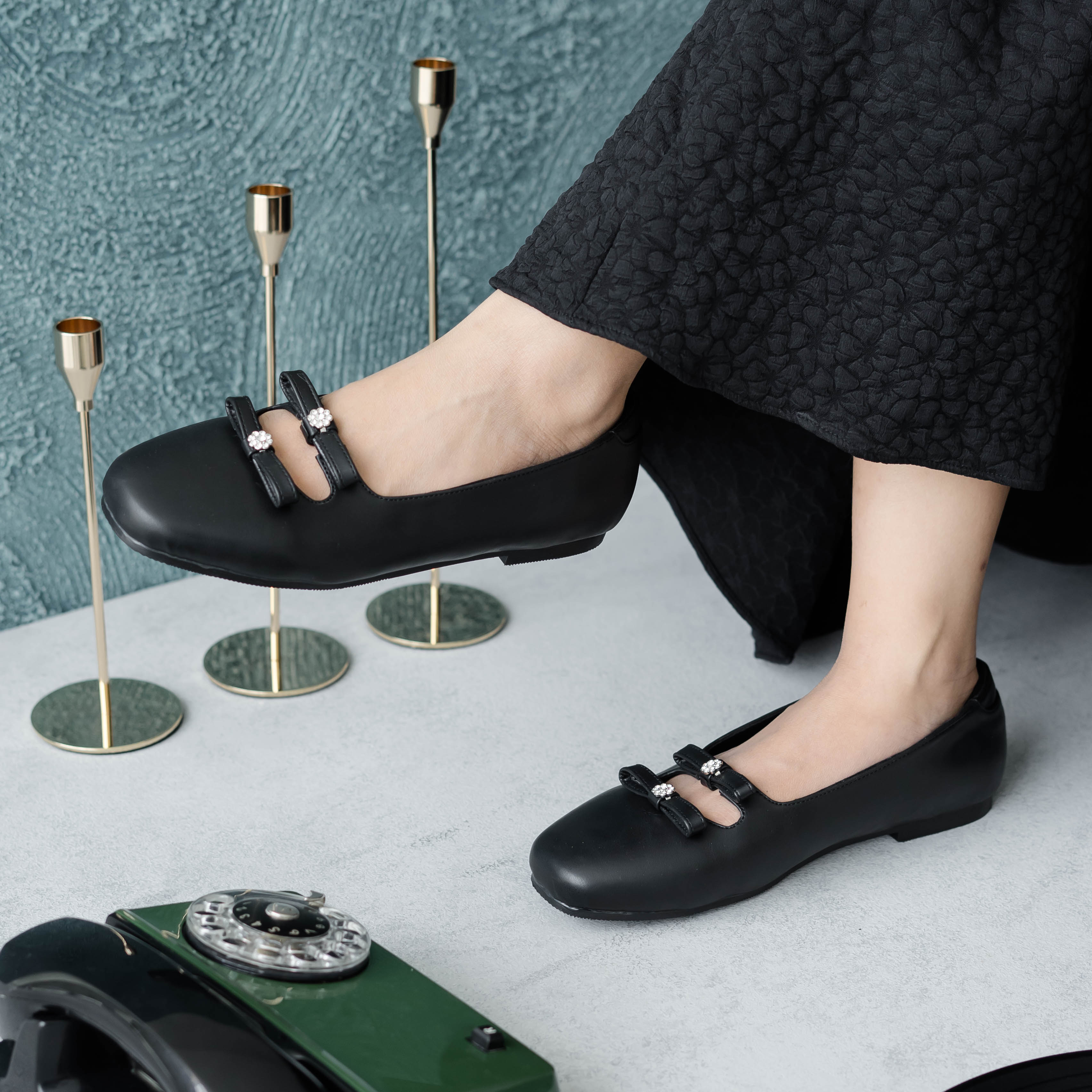 Lily Black Flat Shoes Dianable
