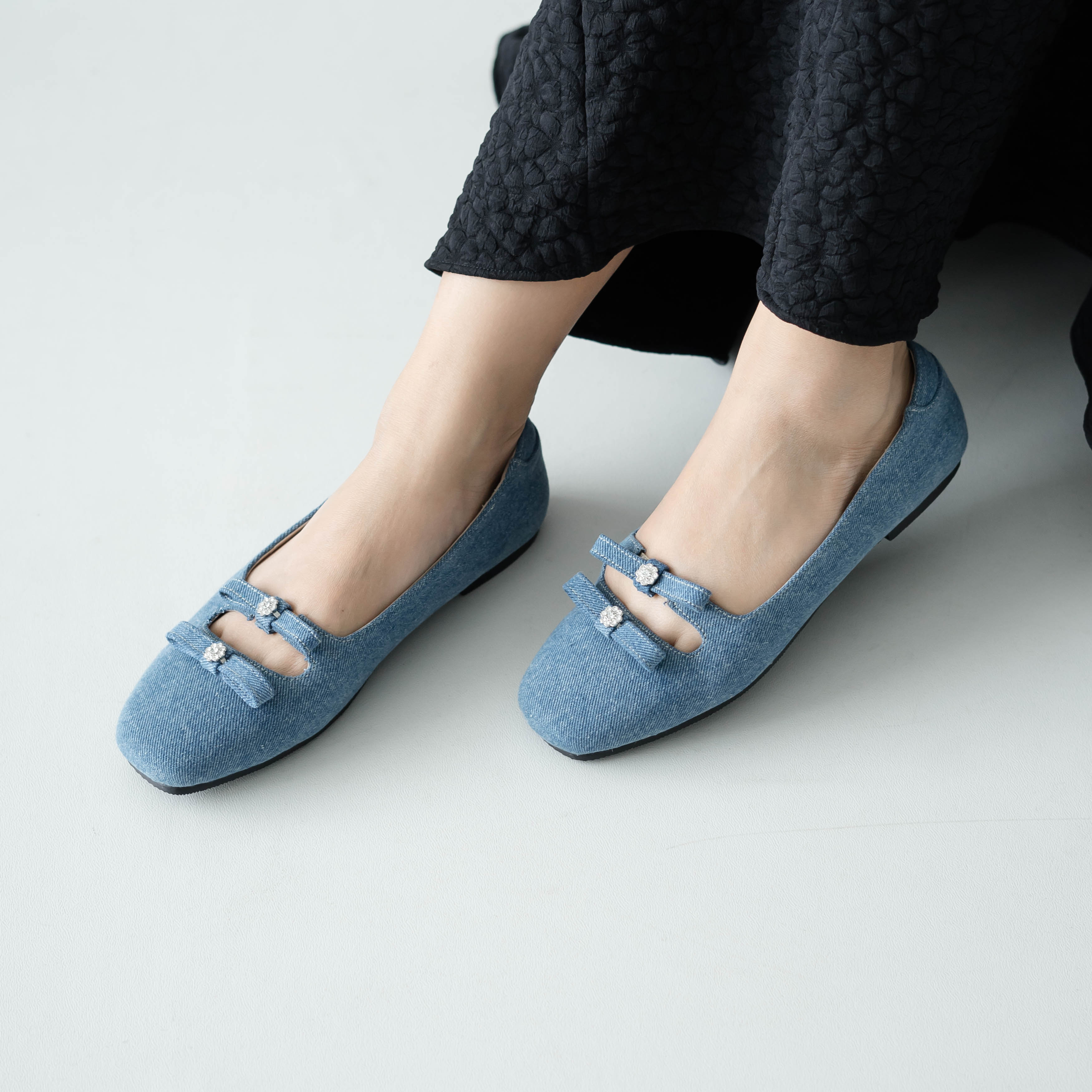 Lily Denim Flat Shoes Dianable