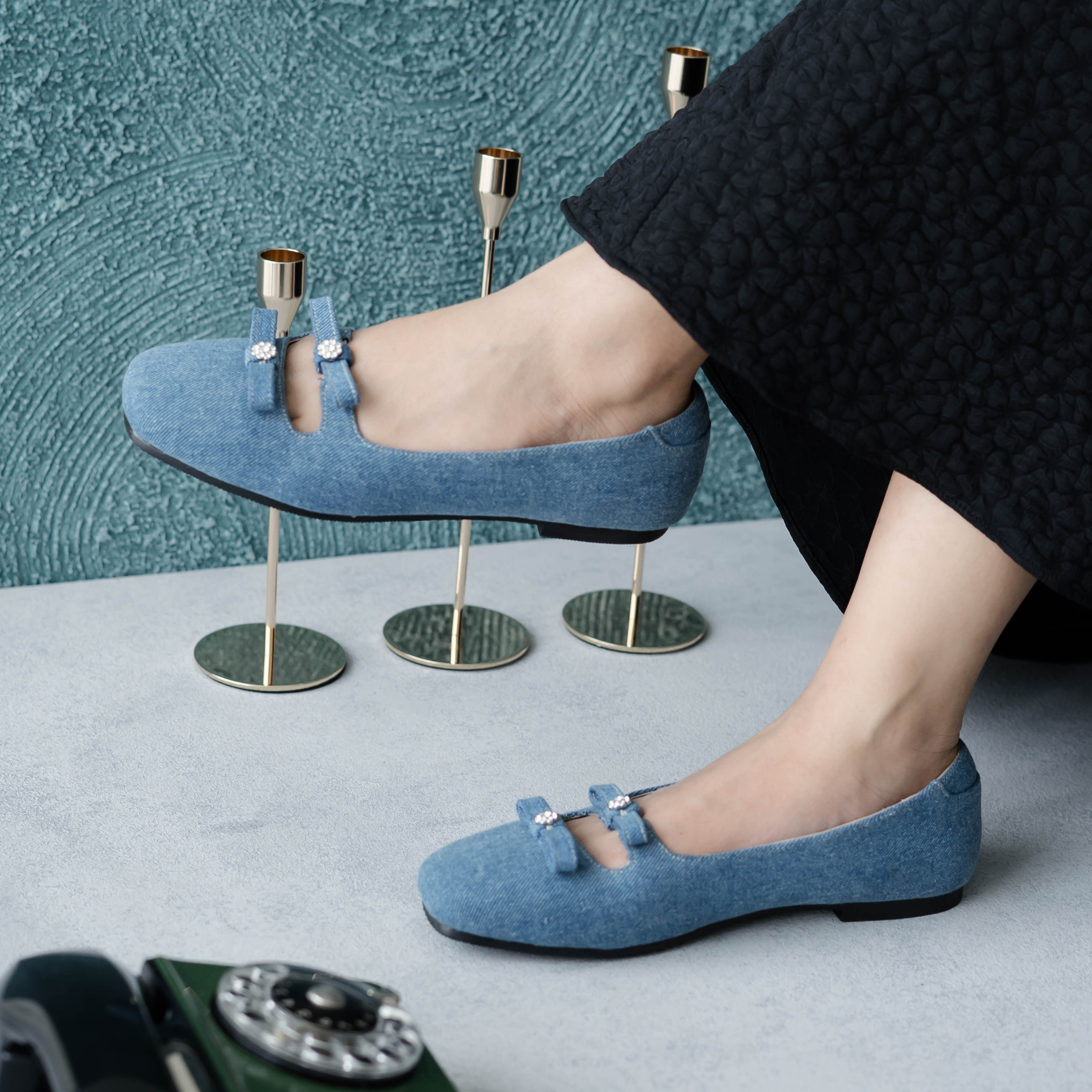 Lily Denim Flat Shoes Dianable