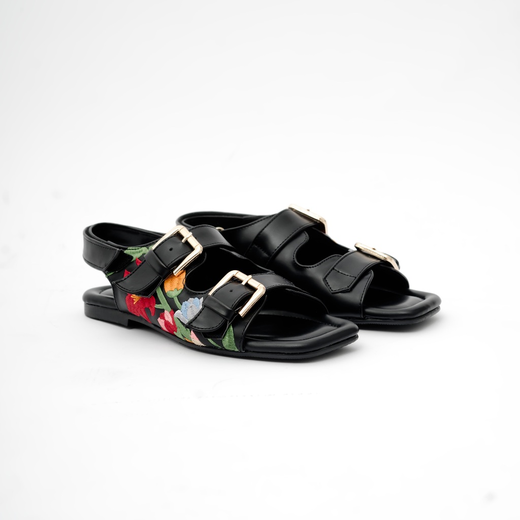 Flea Black Flat Sandals - Dianable x Nabila Ishma