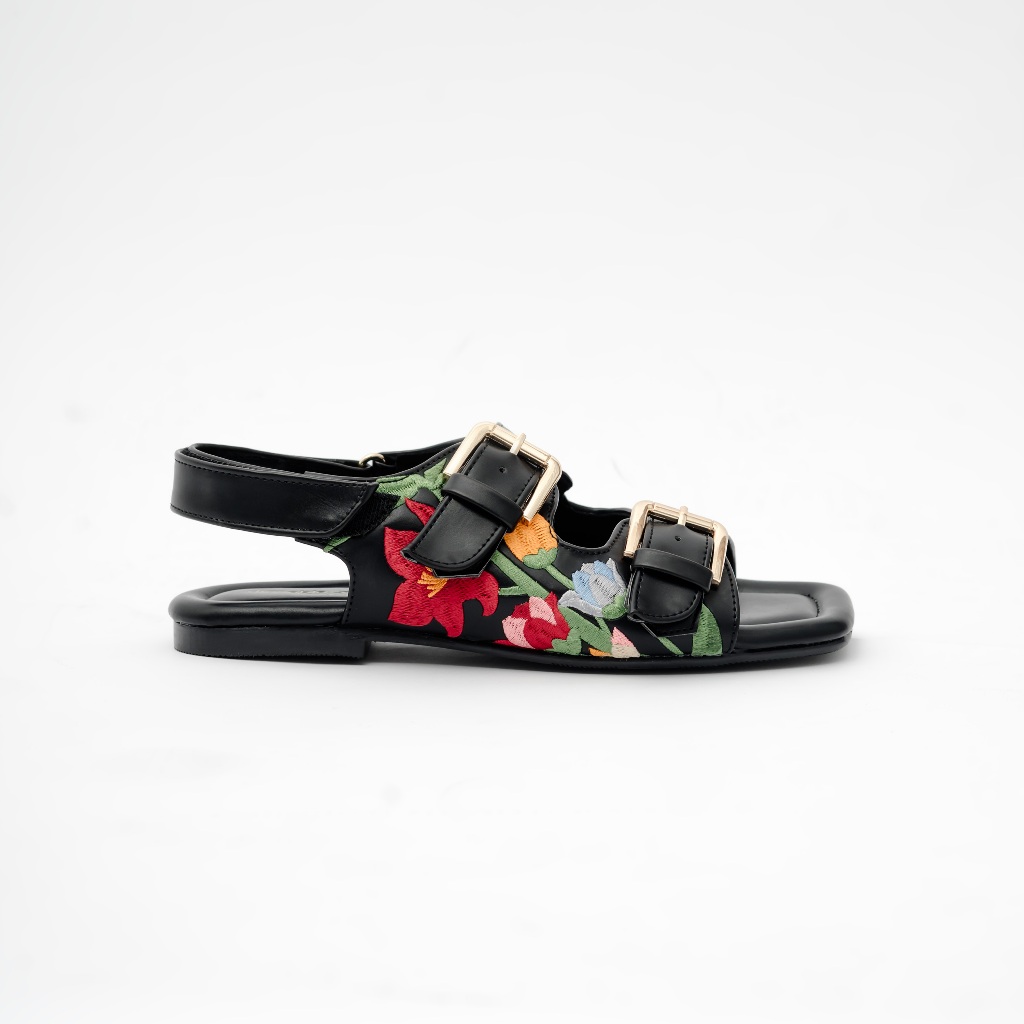 Flea Black Flat Sandals - Dianable x Nabila Ishma