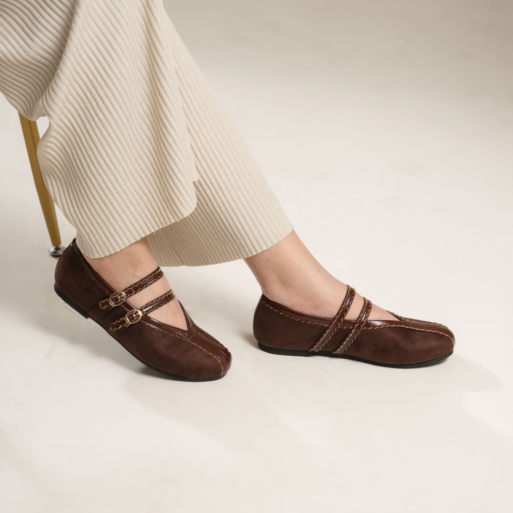 Kyra Brown Flatshoes Sepatu Wanita - Dianable