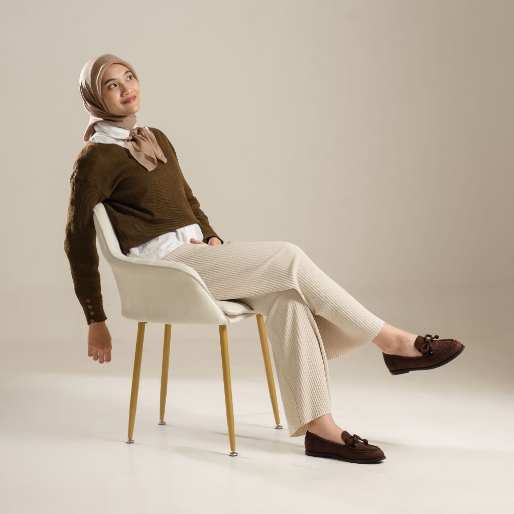 Vishka Brown Loafers Sepatu Wanita - Dianable