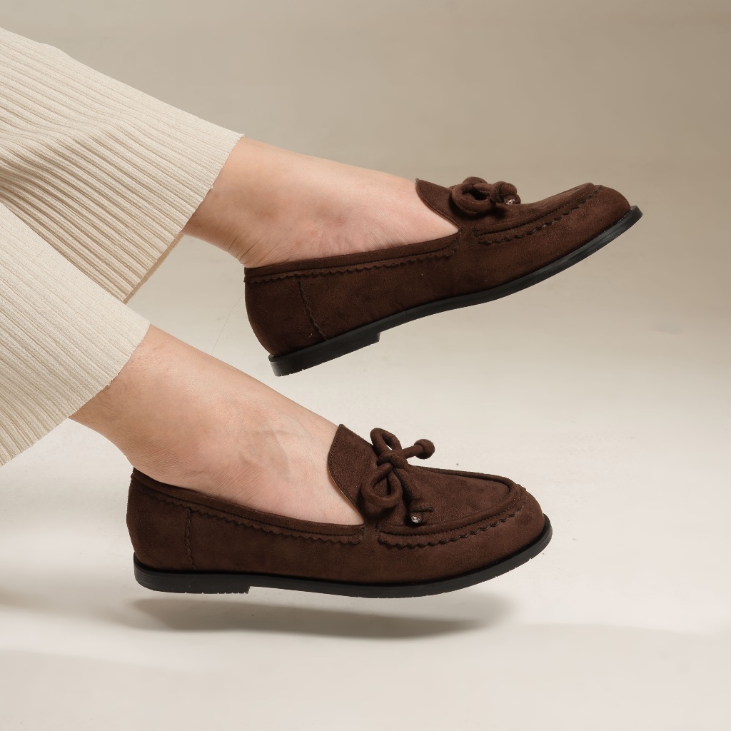 Vishka Brown Loafers Sepatu Wanita - Dianable