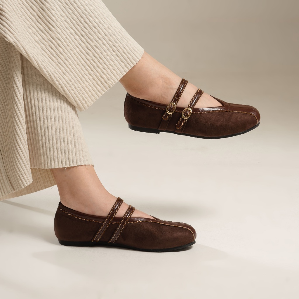 Kyra Brown Flatshoes Sepatu Wanita - Dianable