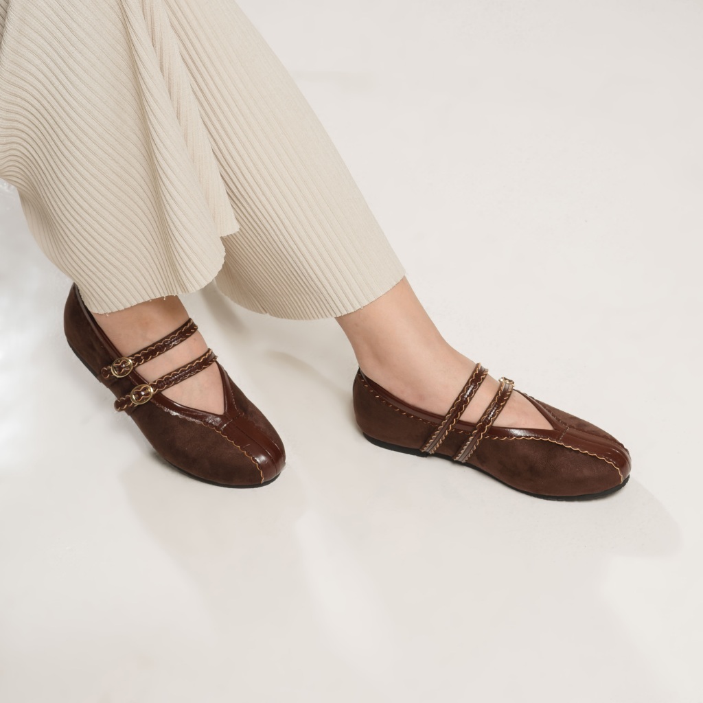 Kyra Brown Flatshoes Sepatu Wanita - Dianable