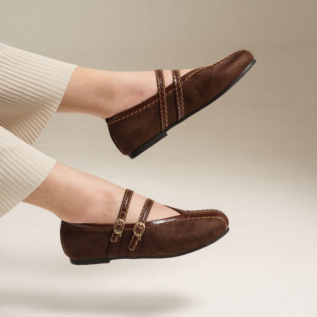 Kyra Brown Flatshoes Sepatu Wanita - Dianable