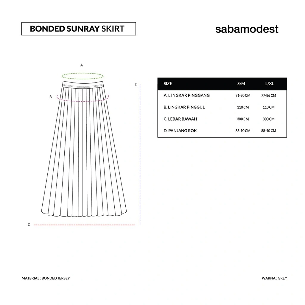 BONDED SUNRAY SKIRT - SABAMODEST