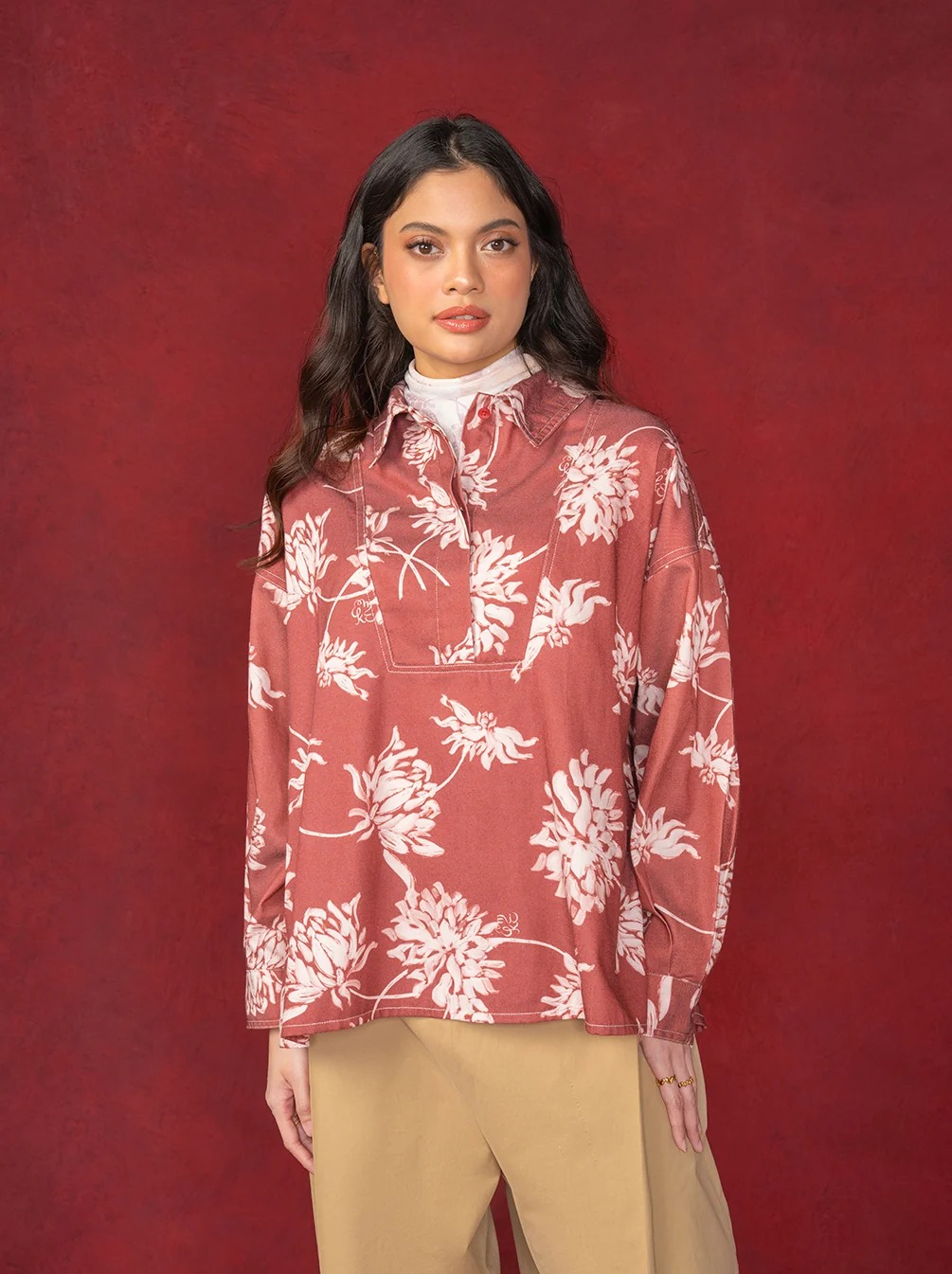 LENORA HALF BUTTON TOP - KAMI