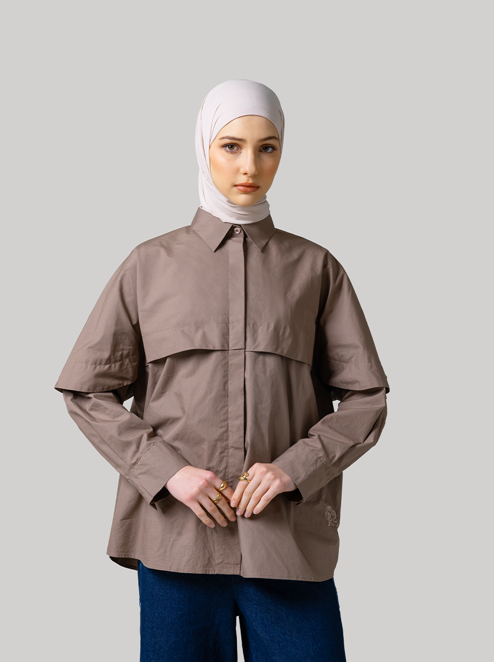 RISLA OVERSIZED TOP TAUPE - KAMI