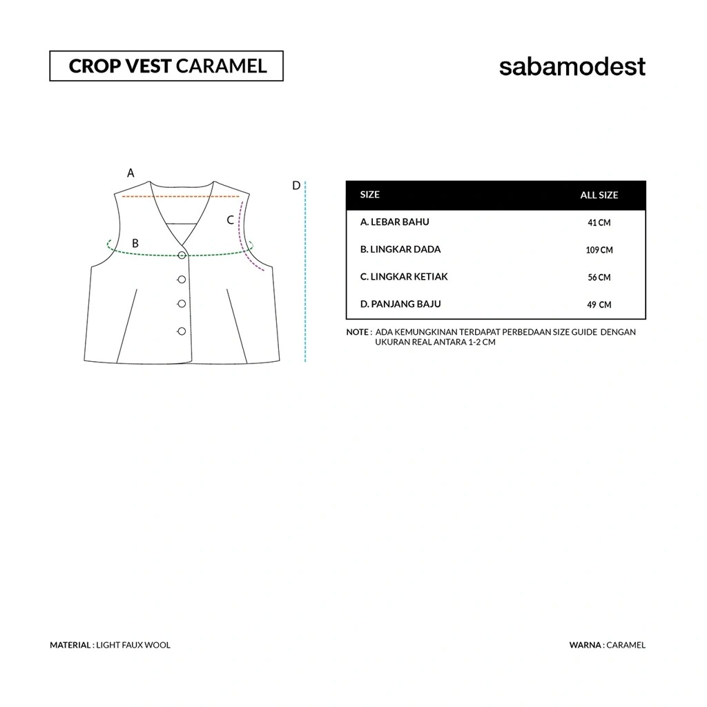 CROP VEST CARAMEL - SABAMODEST