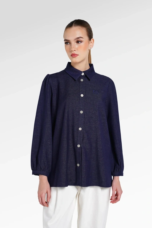 DENIM TALES BACK PLEATED SHIRT - BENANG JARUM