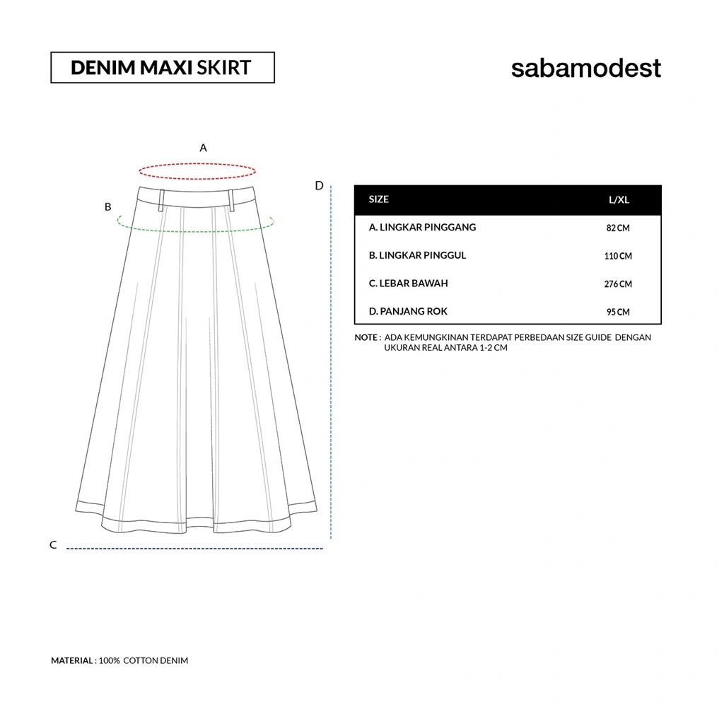 DENIM MAXI SKIRT - SABAMODEST