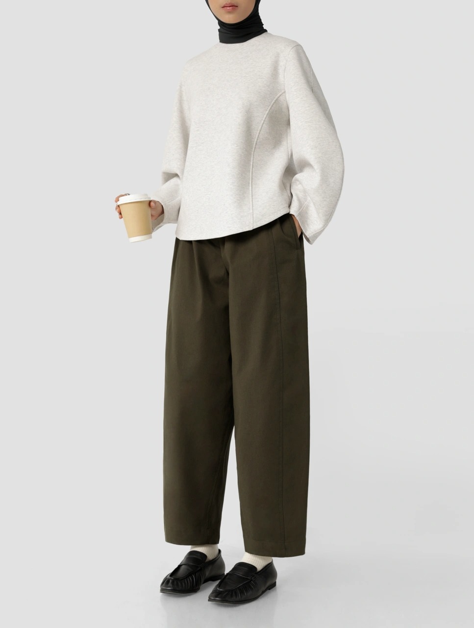 COTTON CHINO BARREL PANTS - SABAMODEST