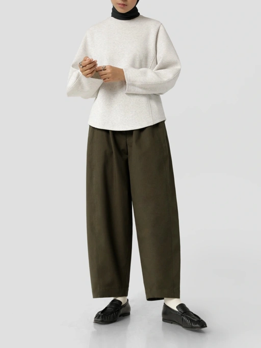COTTON CHINO BARREL PANTS - SABAMODEST