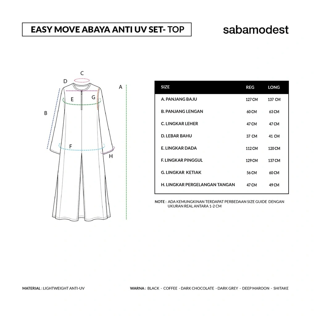 EASY MOVE ABAYA ANTI UV SET - SABAMODEST