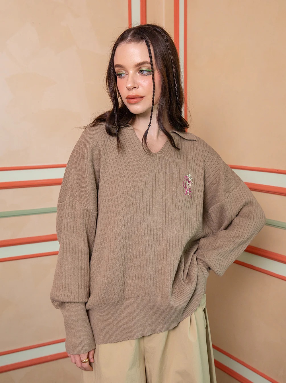 IVRA NECK KNIT SWEATER - KAMI