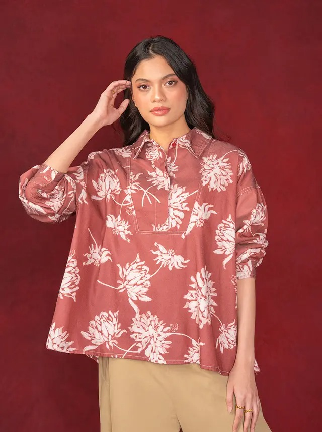 LENORA HALF BUTTON TOP - KAMI