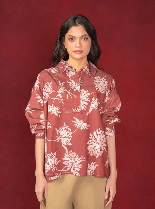 LENORA HALF BUTTON TOP - KAMI