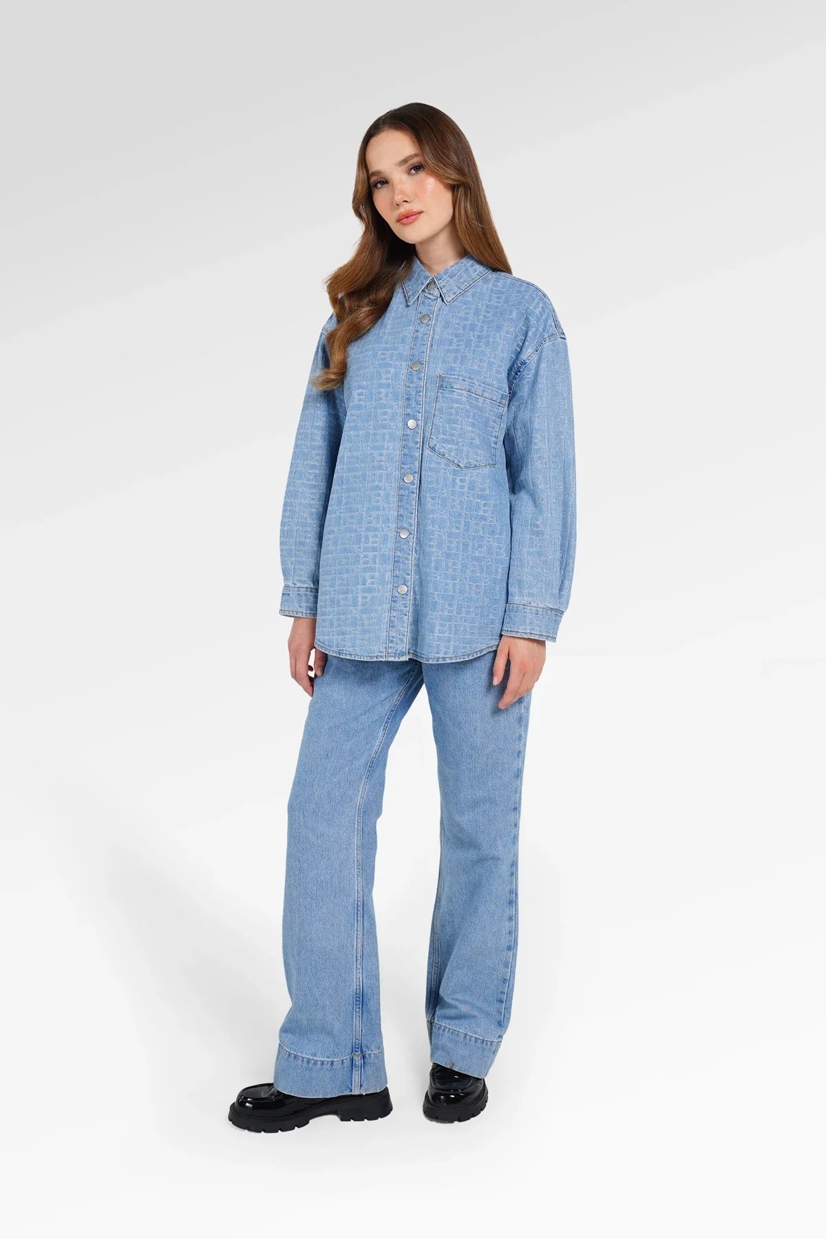 MONO PUZZLE JACQUARD DENIM SHIRT - BENANG JARUM