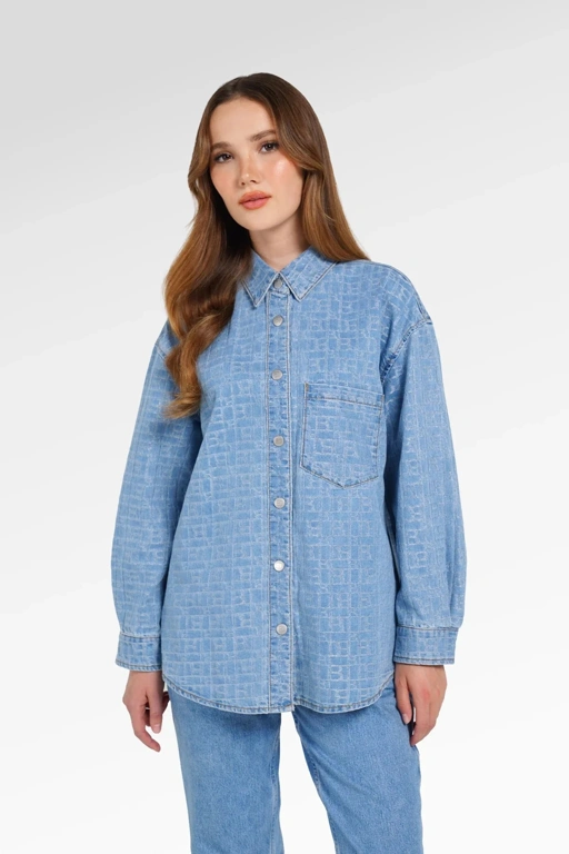 MONO PUZZLE JACQUARD DENIM SHIRT - BENANG JARUM