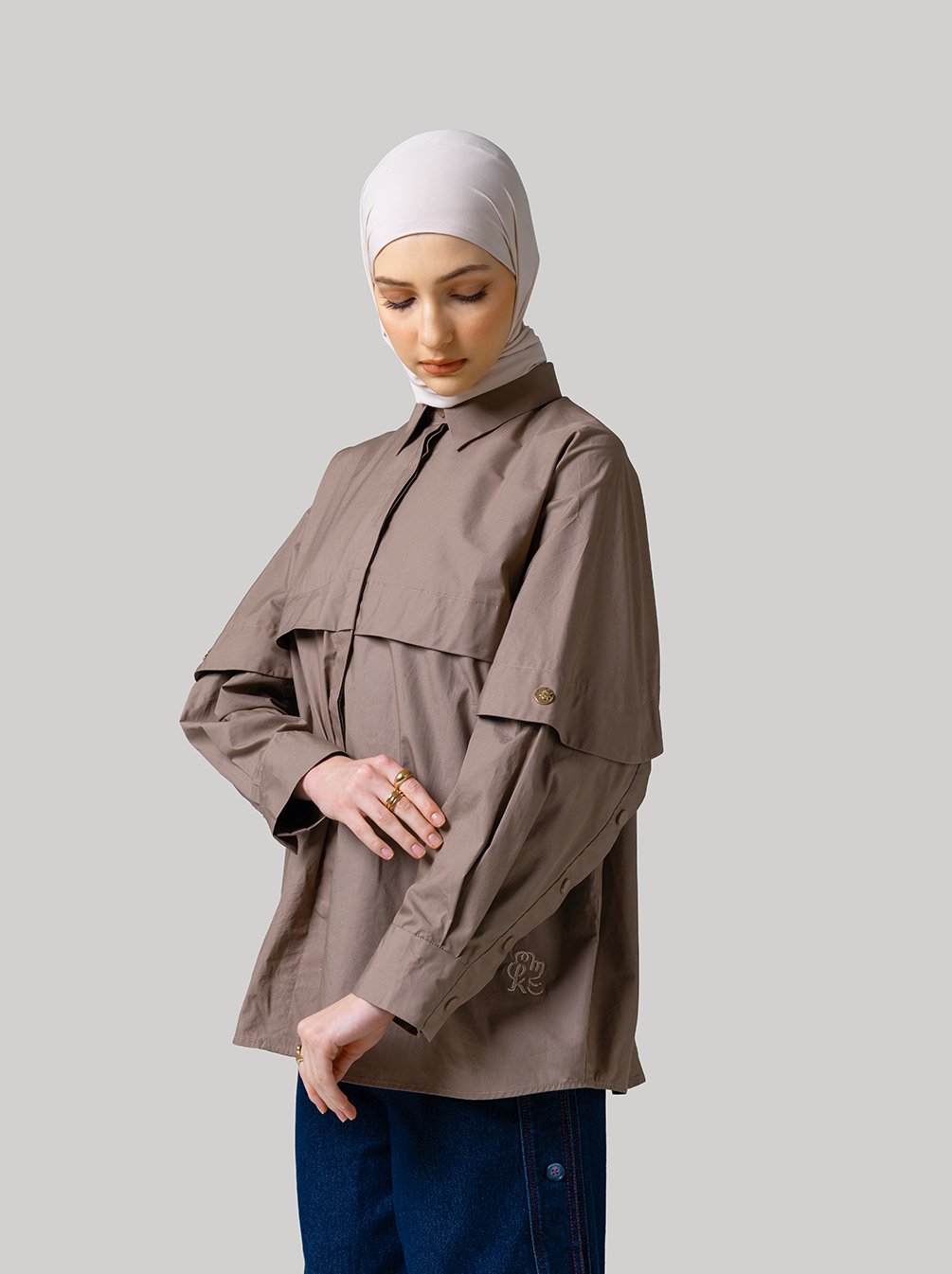RISLA OVERSIZED TOP TAUPE - KAMI