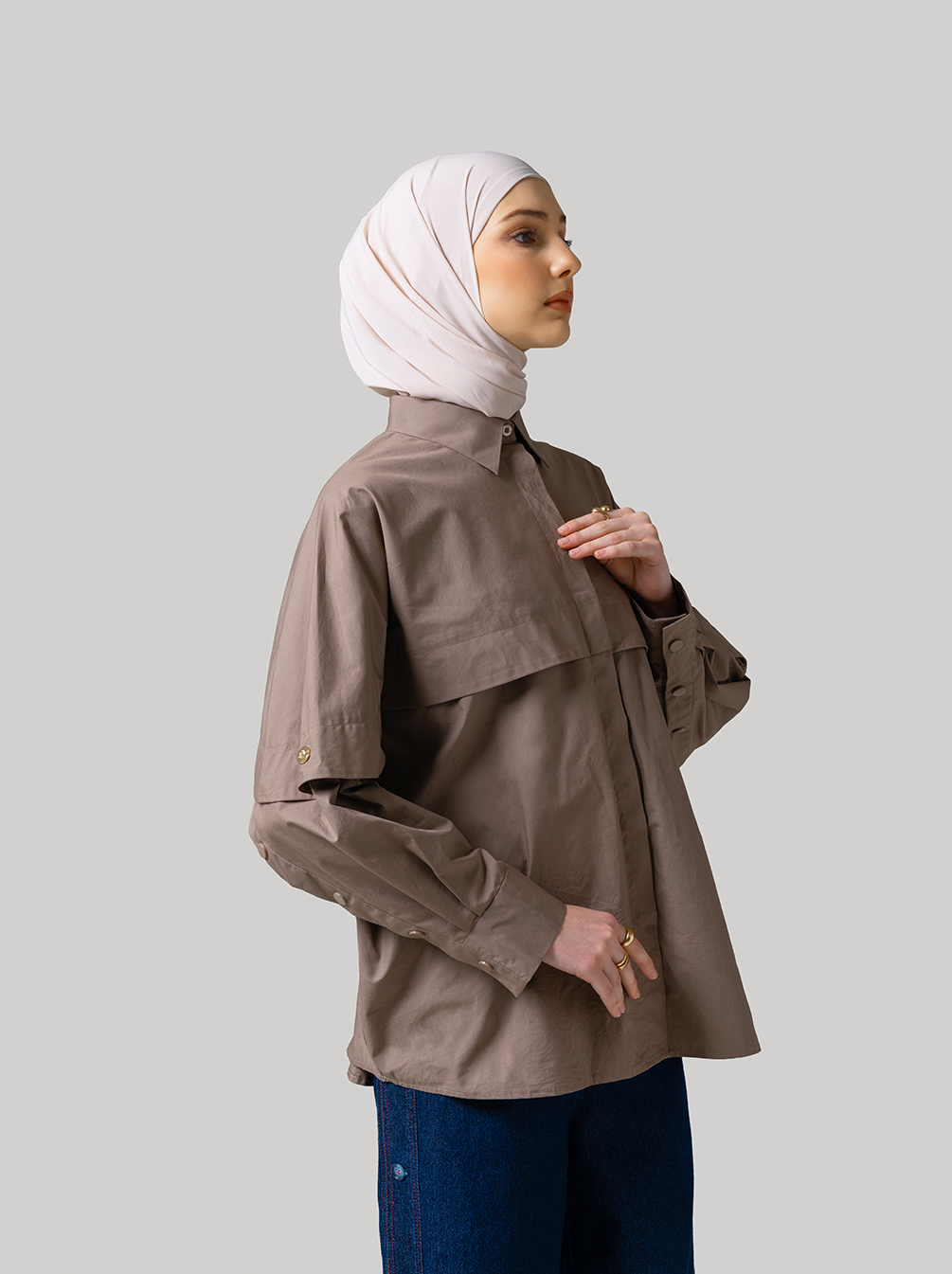 RISLA OVERSIZED TOP TAUPE - KAMI