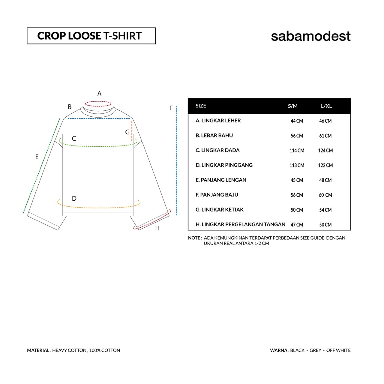 CROP LOOSE T SHIRT - SABAMODEST