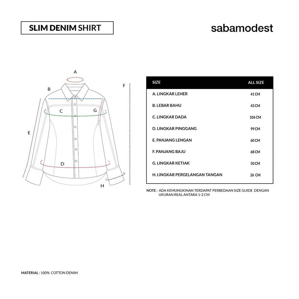 SLIM DENIM SHIRT - SABAMODEST