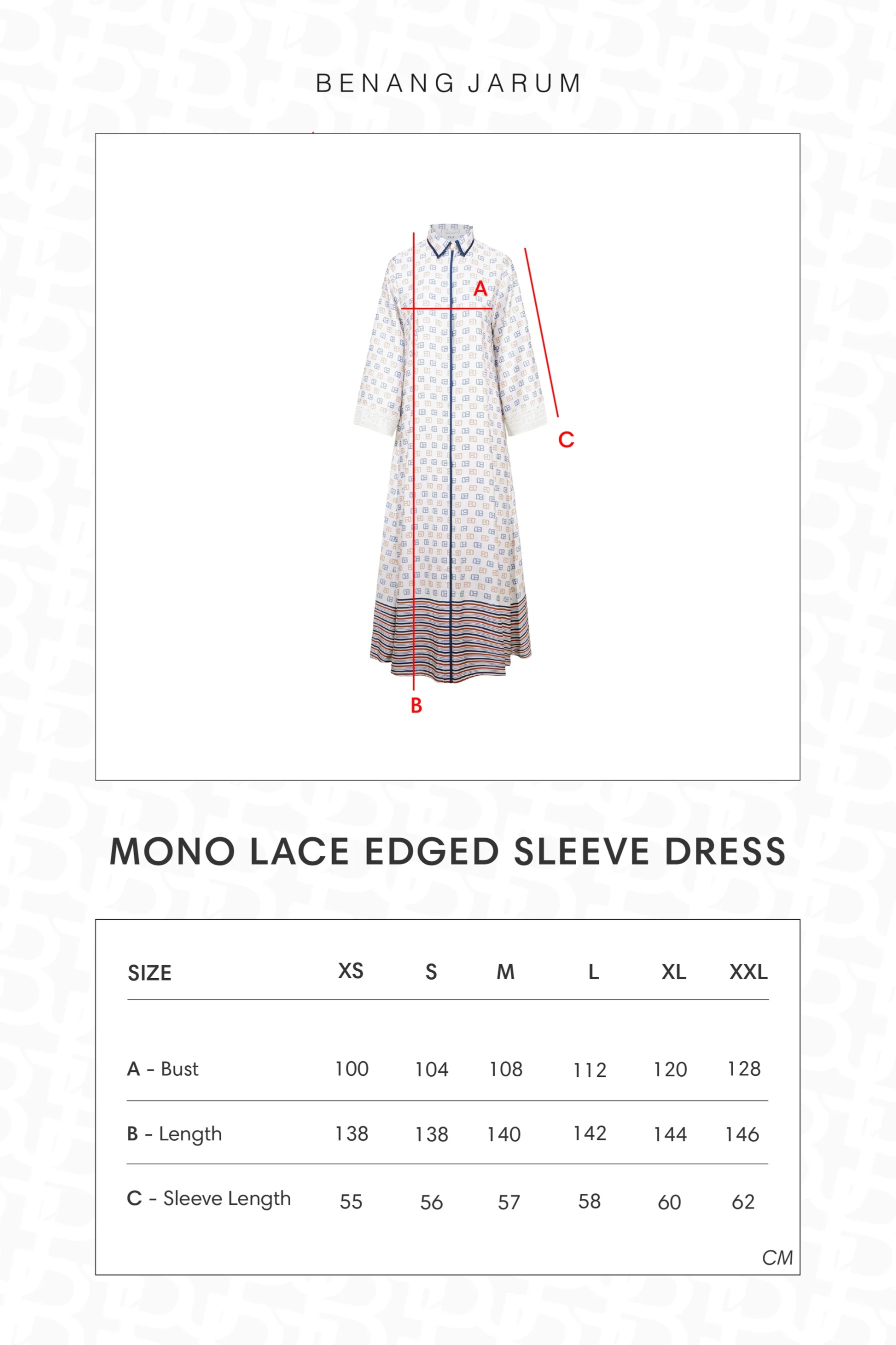 MONO LACE EDGED SLEEVE DRESS - BENANG JARUM
