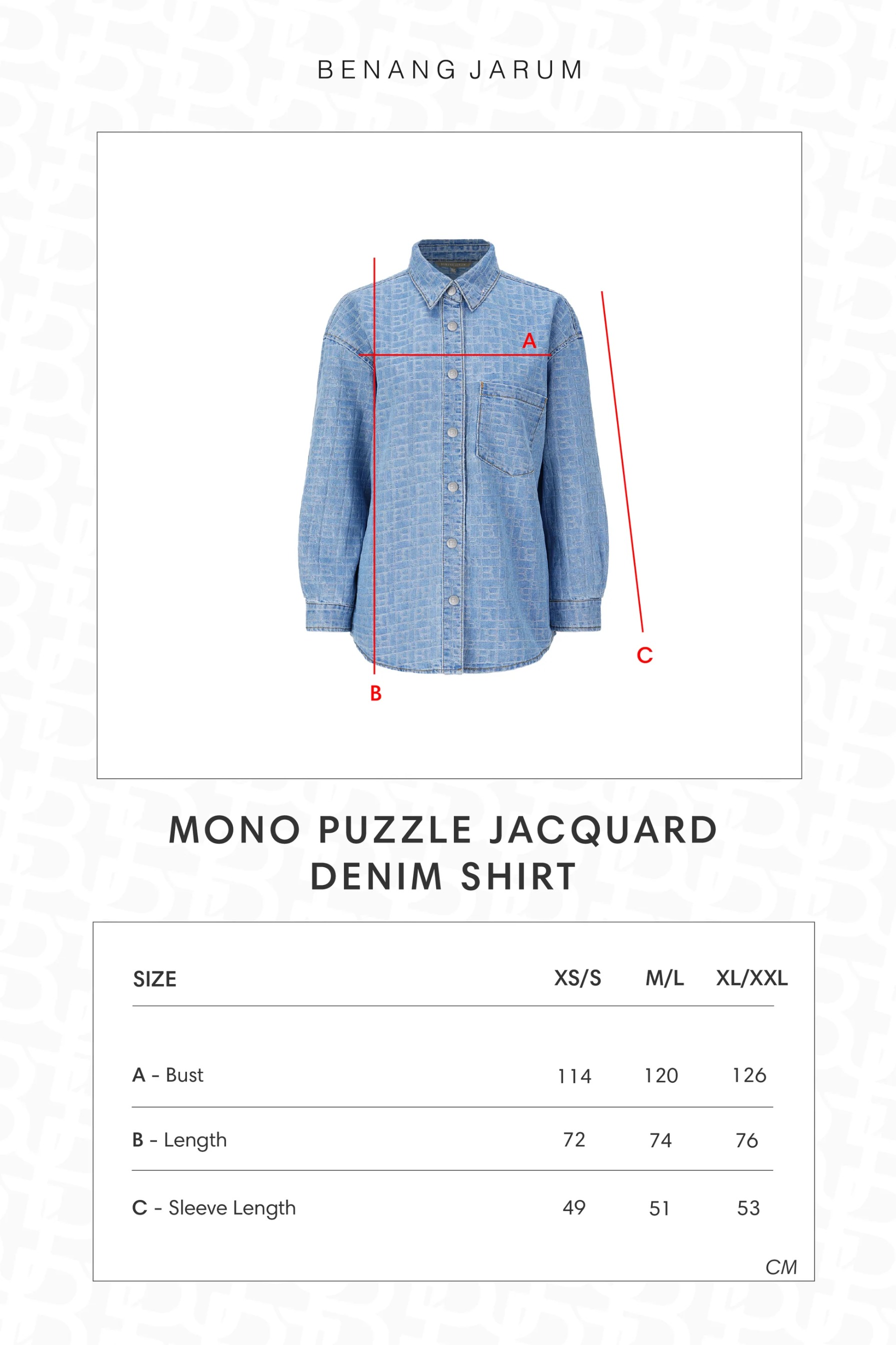MONO PUZZLE JACQUARD DENIM SHIRT - BENANG JARUM