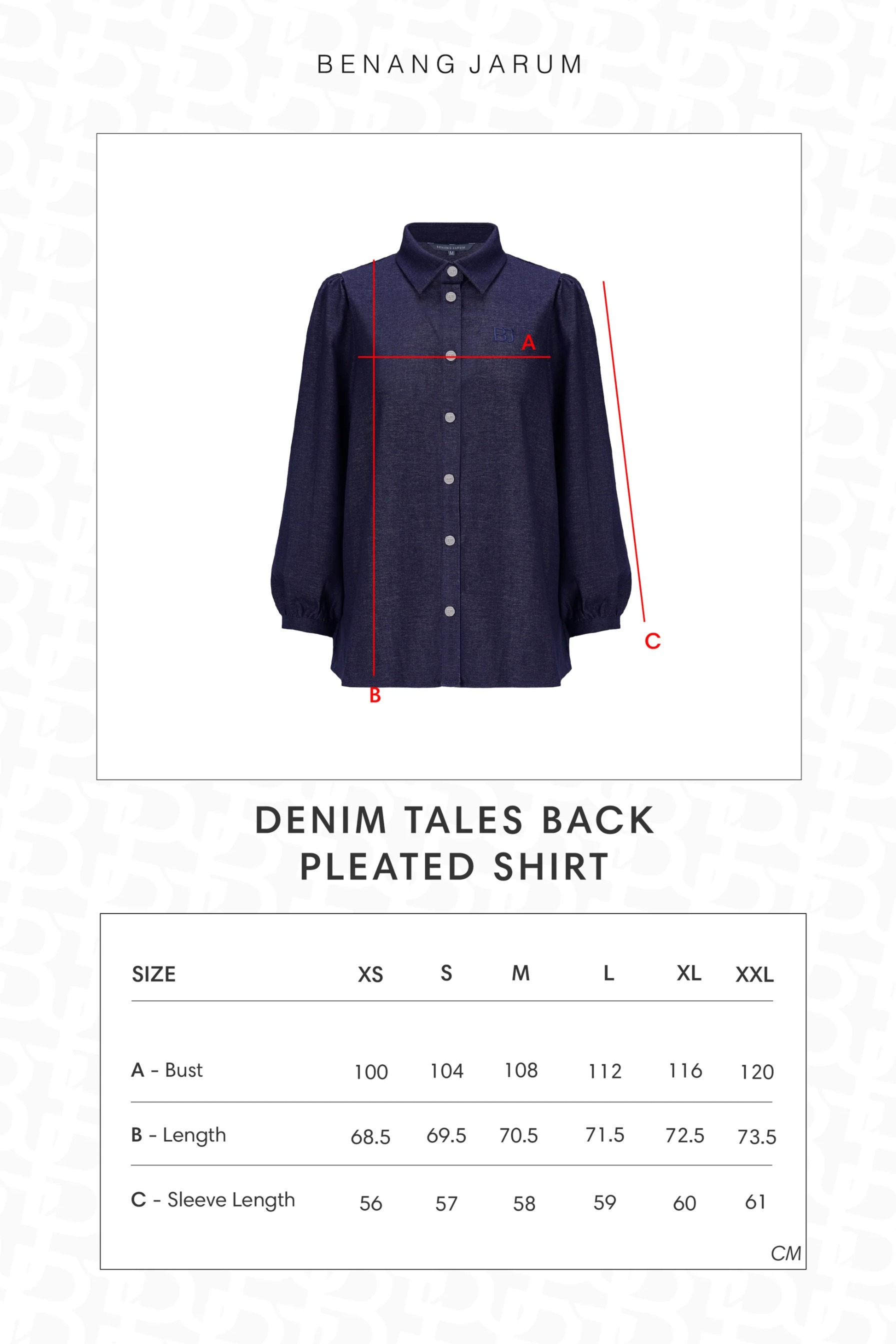 DENIM TALES BACK PLEATED SHIRT - BENANG JARUM