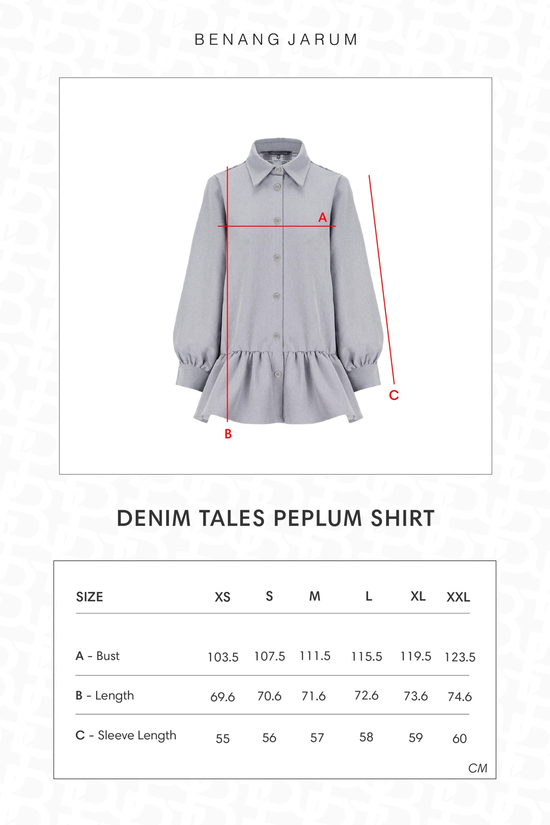 DENIM TALES PEPLUM SHIRT - BENANG JARUM
