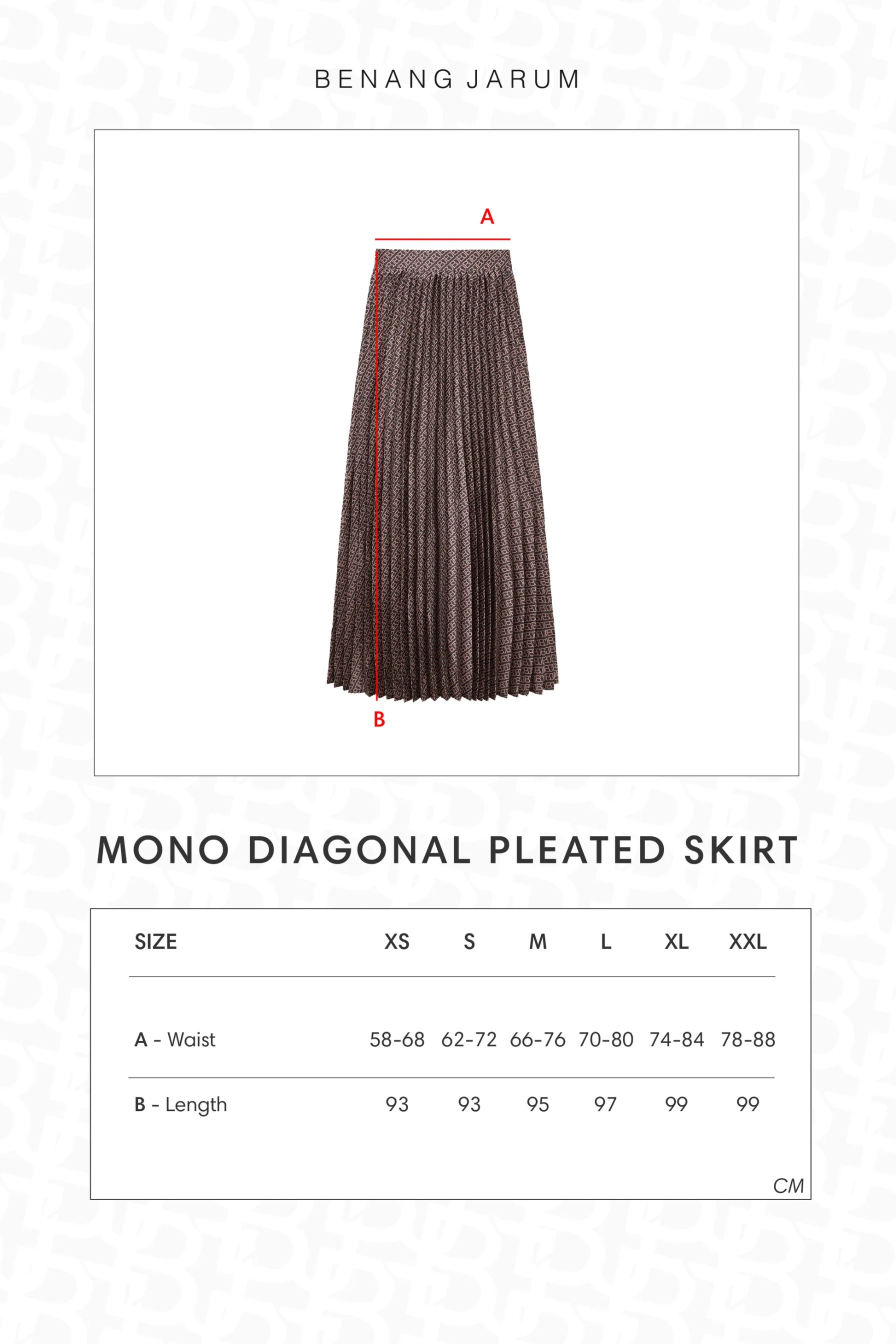 MONO DIAGONAL PLEATED SKIRT - BENANG JARUM