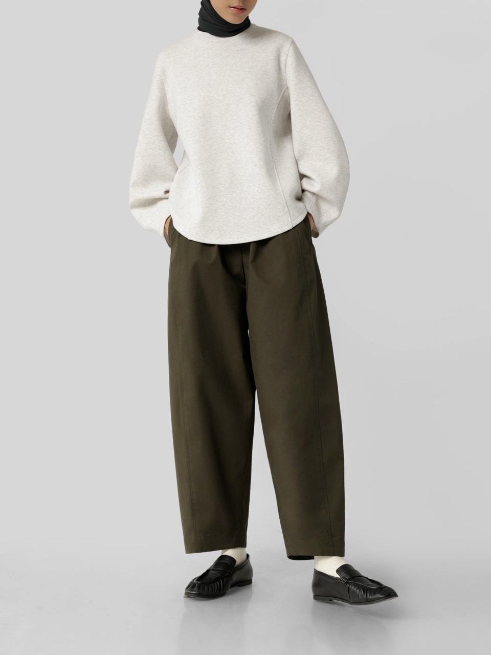 COTTON CHINO BARREL PANTS - SABAMODEST