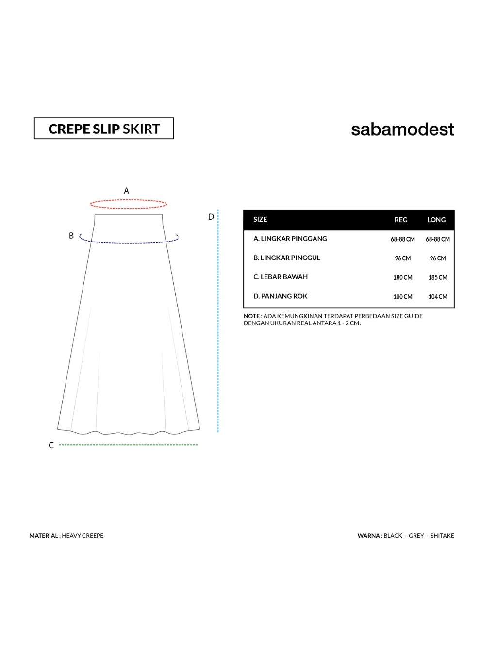 CREPE SLIP SKIRT - SABAMODEST