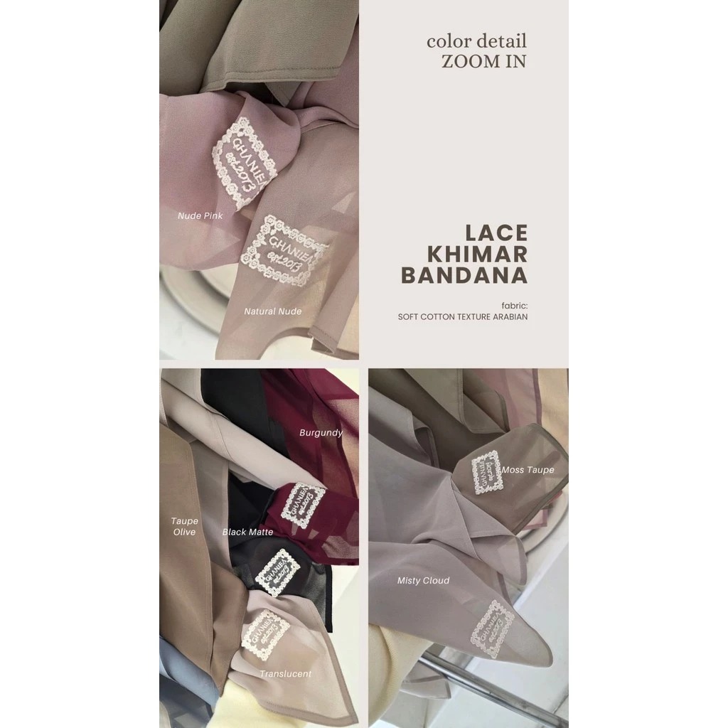PLAIN  LACE CHIFFON KHIMAR BANDANA - GHANIEA