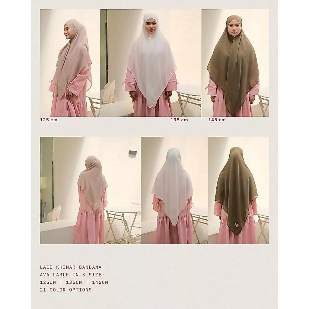 PLAIN LACE COTTON KHIMAR BANDANA - GHANIEA