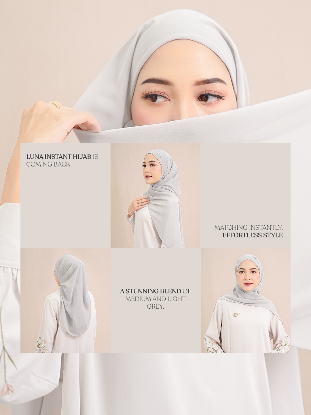 Luna Instan Hijab Glacier Grey